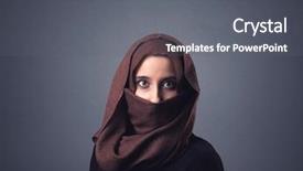  Presentation with woman muslim - Amazing slide deck having nation islam - young muslim woman wearing niqab backdrop and a gray colored foreground