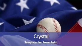  Presentation with american history old flag - Cool new presentation theme with national anthem - baseball on american flag backdrop and a ocean colored foreground