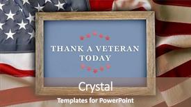  Presentation with veterans - Cool new slide deck with national anthem - text thank a veterans today backdrop and a coral colored foreground