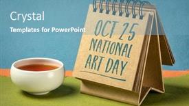  Presentation with october - Beautiful presentation design featuring national-art-day-october-25 backdrop and a teal colored foreground