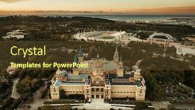  Presentation with museum - Presentation theme enhanced with national-art-museum-of-catalonia background and a tawny brown colored foreground