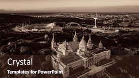  Presentation with museum - Audience pleasing slide set consisting of national-art-museum-of-catalonia backdrop and a wine colored foreground