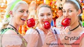  Presentation with fair - Amazing slide set having candied apples - friends visiting together bavarian fair backdrop and a  colored foreground