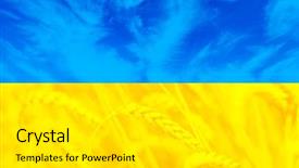  Presentation with ukraine - Slide set with national emblem - beatiful flag of ukraine symbolizing background and a white colored foreground