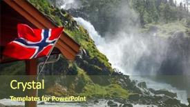  Presentation with scandinavia - Beautiful slides featuring national emblem - waving norwegian flag at latefoss backdrop and a tawny brown colored foreground