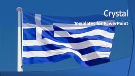  Presentation with greek - Theme featuring national flag of greece background and a ocean colored foreground
