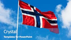  Presentation with norway - Presentation design having national flag of norway blowing background and a teal colored foreground