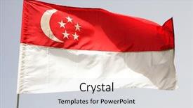  Presentation with singapore - Colorful slide deck enhanced with national flag of singapore backdrop and a light gray colored foreground