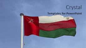  Presentation with oman - Amazing slides having national flag of the sultanate of oman flying against a blue sky with light clouds backdrop and a light blue colored foreground