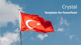  Presentation with turkey - Slide set with national-flag-of-turkey-waving background and a teal colored foreground