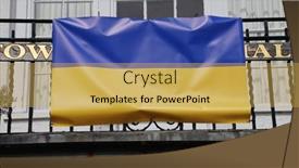  Presentation with town hall - Presentation design featuring national-flag-of-ukraine-draped background and a yellow colored foreground