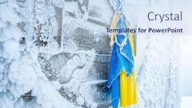  Presentation with ukraine - PPT theme featuring national-flag-of-ukraine-frozen background and a sky blue colored foreground