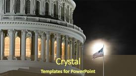  Presentation with flapping - Beautiful PPT theme featuring washington dc - united states capitol building dome detail with flapping national flag on full moon background at night backdrop and a tawny brown colored foreground