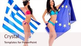  Presentation with european union - Colorful slide set enhanced with national flags isolated on white backdrop and a lemonade colored foreground