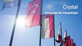  Presentation with country flags - Colorful slide set enhanced with national flags of different country backdrop and a  colored foreground