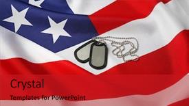  Presentation with national guard - Presentation theme featuring national guard - military id tags on usa background and a crimson colored foreground