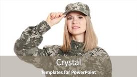  Presentation with female - PPT layouts having national guard - pretty female soldier on white background and a gray colored foreground