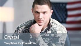  Presentation with national guard - Colorful slides enhanced with national guard - soldier working with laptop backdrop and a gray colored foreground