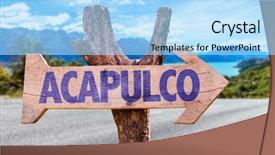  Presentation with road stop sign - Slide deck consisting of national holiday mexico - acapulco wooden sign with road background and a light blue colored foreground