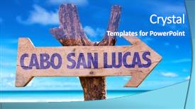  Presentation with mexico - Colorful PPT theme enhanced with national holiday mexico - cabo san lucas wooden sign backdrop and a cobalt blue colored foreground
