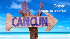  Presentation with mexico cancun - Presentation theme having national holiday mexico - cancun wooden sign with beach background and a cobalt blue colored foreground