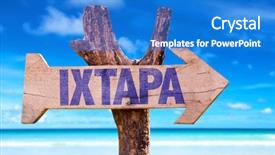  Presentation with teal beach wood - Colorful slide deck enhanced with national holiday mexico - ixtapa wooden sign with beach backdrop and a cobalt blue colored foreground