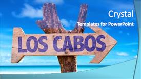  Presentation with beach - Colorful PPT layouts enhanced with national holiday mexico - los cabos wooden sign backdrop and a cobalt blue colored foreground