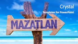  Presentation with beach - Slide deck with national holiday mexico - mazatlan wooden sign with beach background and a cobalt blue colored foreground