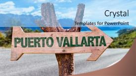  Presentation with road - Slide set featuring national holiday mexico - puerto vallarta wooden sign background and a light blue colored foreground