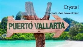  Presentation with teal beach wood - Slide set enhanced with national holiday mexico - puerto vallarta wooden sign background and a arctic colored foreground