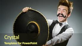  Presentation with mexican police - Presentation design consisting of national holiday mexico - smiling mexican with sombrero isolated background and a wine colored foreground