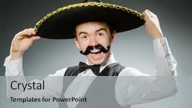  Presentation with scroll paper isolated on white - Colorful presentation enhanced with national holiday mexico - smiling mexican with sombrero isolated backdrop and a light gray colored foreground
