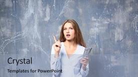  Presentation with floating dollar bills - Audience pleasing PPT theme consisting of national income - beautiful young woman with dollar backdrop and a  colored foreground