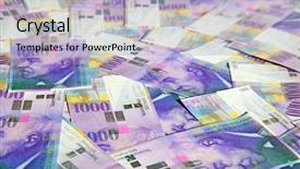  Presentation with circulation - Audience pleasing presentation design consisting of national income - collection of the swiss 1000 backdrop and a light blue colored foreground