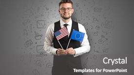  Presentation with symbol - Colorful slide set enhanced with unification - businessman with office symbol concept backdrop and a gray colored foreground