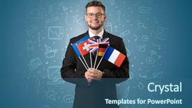  Presentation with symbol - PPT theme with unification - businessman with office symbol concept background and a ocean colored foreground