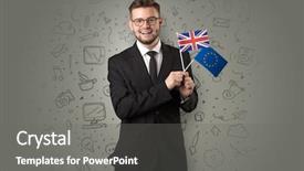  Presentation with symbol - Colorful presentation enhanced with design england - businessman with office symbol concept backdrop and a gray colored foreground