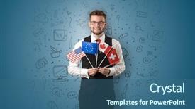  Presentation with symbol - PPT theme with unification - businessman with office symbol concept background and a ocean colored foreground