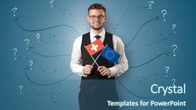  Presentation with gold man smile - Colorful theme enhanced with unification - smiling young man standing backdrop and a  colored foreground