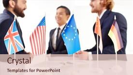  Presentation with integrity - Slide deck consisting of national integrity - several flags on negotiation table background and a lemonade colored foreground