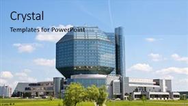  Presentation with library - Cool new presentation with national library building in minsk backdrop and a light blue colored foreground