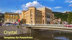  Presentation with wine library - Presentation design enhanced with national library in sarajevo - bosnia background and a tawny brown colored foreground