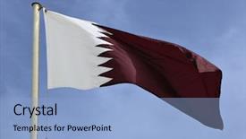 Presentation with qatar flag - Beautiful slide deck featuring national maroon and white flag backdrop and a light blue colored foreground