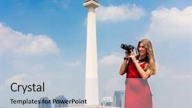  Presentation with indonesia - Slide deck enhanced with national monument in jakarta indonesia background and a light blue colored foreground