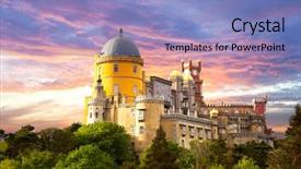  Presentation with fairy - Beautiful PPT theme featuring national palace in sintra portugal backdrop and a light blue colored foreground