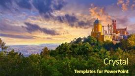  Presentation with green morning - Presentation theme having national-palace-of-pena background and a  colored foreground