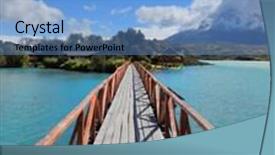  Presentation with chile - Colorful presentation design enhanced with national park chile - torres del paine easy bridge at lake pehoe connects the island and the shore of lake backdrop and a light blue colored foreground