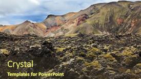  Presentation with lava - Audience pleasing slides consisting of national park landmannalaugar in iceland pieces of gray and black lava sometimes covered with green moss in the background - pink and orange rhyolite mountains backdrop and a tawny brown colored foreground