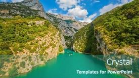  Presentation with water river - Audience pleasing theme consisting of national park merkantur provence france white catamarans and motor boats are sailing with tourists on turquoise water of the river verdon backdrop and a ocean colored foreground