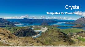  Presentation with mountain lake - Presentation design consisting of national park near wanaka new background and a teal colored foreground